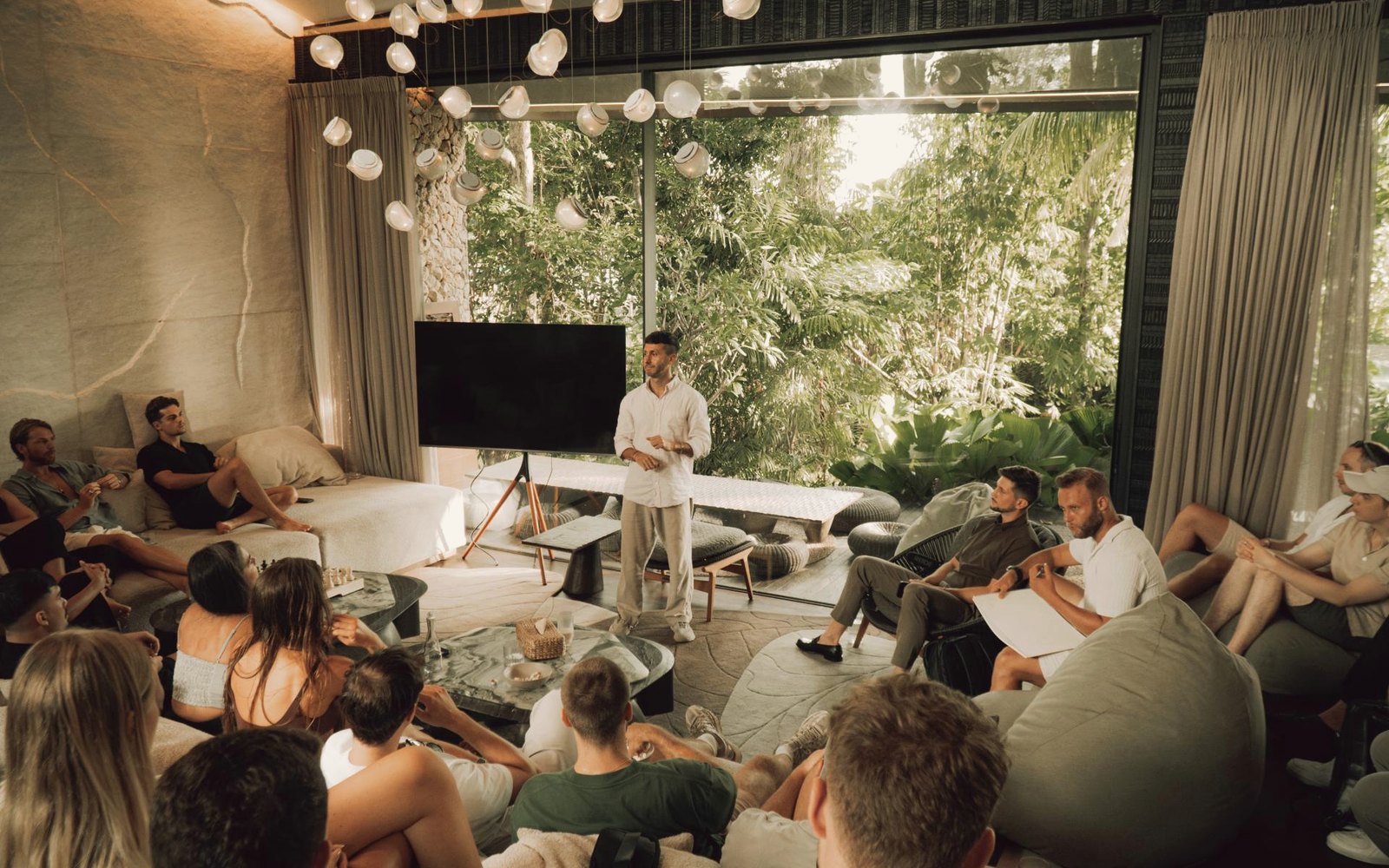 Cal Amir teaching at a founder mastermind in Bali